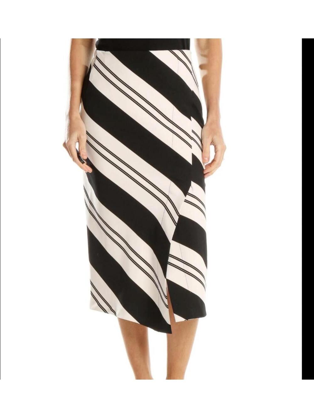 New Zara Black & White Striped Midi Skirt Size Small